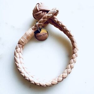 BOTTEGA VENETA Pink Intrecciato Leather Bracelet 925 Sterling Charm